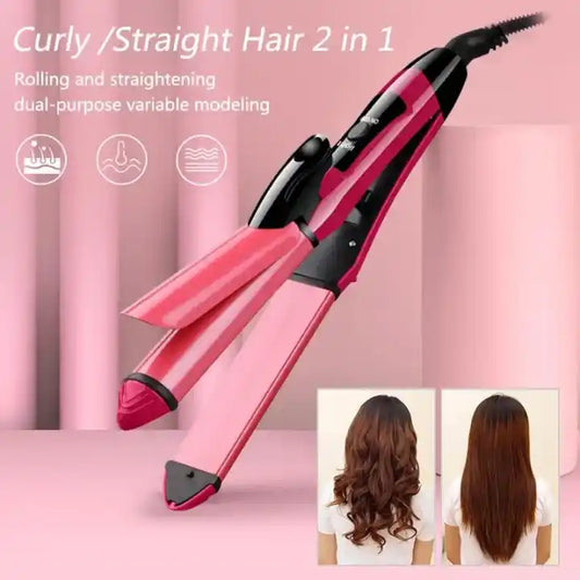2‑in‑1 Hair Straightener & Curler